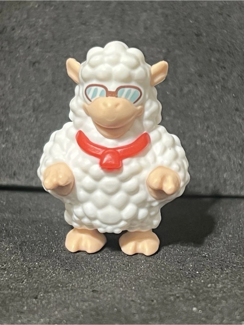 Sheep Mini Figure 1.25" Miniature Cool - with Cool Glasses & Red Scarf Pre-owned